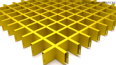 Потолок Грильято 100x100 h=40 желтый  (Cesal)