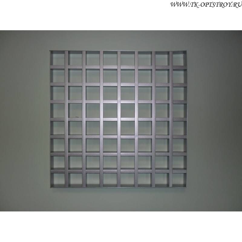 Потолок грильято GL15 100х100 ( выс.37/шир.15) металлик,  оцинковка